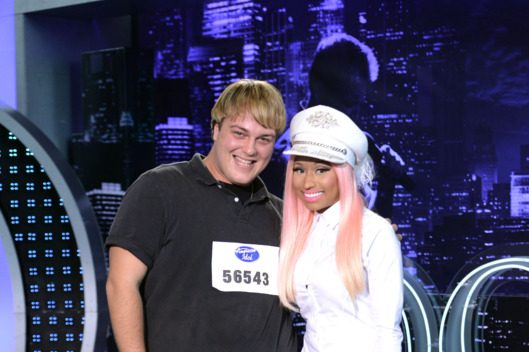 AMERICAN IDOL: Baton Rouge Auditions: L-R: Contestant Chris "Mushroom" Barthel with Niki Minaj on AMERICAN IDOL airing Thursday, Jan. 24 (8:00-9:00 PM ET/PT) on FOX.