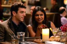 THE MINDY PROJECT: Jaime (guest star B.J. Novak, L) and Mindy (Mindy Kaling, R) double-date on Valentine's Day in the "Harry & Mindy" episode of THE MINDY PROJECT Tuesday, Feb. 5 (9:30-10:00 PM ET/PT) on FOX.