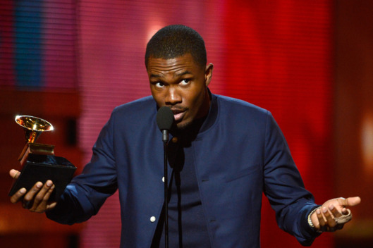 LOS ANGELES, CA - FEBRUARY 10: Singer Frank Ocean accepts Best Urban Contemporary Album award for "Channel Orange" onstage at the 55th Annual GRAMMY Awards at Staples Center on February 10, 2013 in Los Angeles, California. (Photo by Kevork Djansezian/Getty Images)