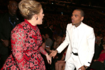 Singer Adele and singer Chris Brown attend the 55th Annual GRAMMY Awards at Staples Center on February 10, 2013 in Los Angeles, California.