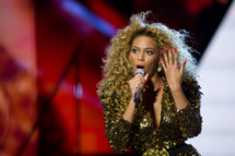 Beyonce performs live on the pyramid stage during the Glastonbury Festival at Worthy Farm, Pilton on June 26, 2011 in Glastonbury, England.