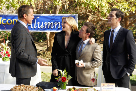 MODERN FAMILY - "Bad Hair Day" - Claire flies solo to her college reunion and runs into a professor she once dated, but when Phil shows up things get really awkward. Back at home, Jay is obsessed with winning his big bowling tournament, and Gloria is running ragged with the baby but won't admit it. Mitchell offers to take baby Joe for a while, and Cameron seizes the opportunity to use him in one of his elaborate photo shoots. However, a wig malfunction leads to unfortunate results and no one wants to be the one to face Gloria, on "Modern Family," WEDNESDAY, FEBRUARY 20 (9:00-9:31 p.m., ET)