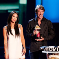 UNIVERSAL CITY, CA - JUNE 01: Actress Megan Fox (L) and director Michael Bay accept the award for Best Movie for "Transformers" during the 17th annual MTV Movie Awards held at the Gibson Amphitheatre on June 1, 2008 in Universal City, California. (Photo by Kevin Winter/Getty Images) UNIVERSAL CITY, CA - JUNE 01: Actress Megan Fox (L) and director Michael Bay accept the award for Best Movie for "Transformers" during the 17th annual MTV Movie Awards held at the Gibson Amphitheatre on June 1, 2008 in Universal City, California. (Photo by Kevin Winter/Getty Images)