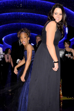 Actress Quvenzhane Wallis (L) attends the Oscars Governors Ball at Hollywood & Highland Center on February 24, 2013 in Hollywood, California. Actress Quvenzhane Wallis (L) attends the Oscars Governors Ball at Hollywood & Highland Center on February 24, 2013 in Hollywood, California.