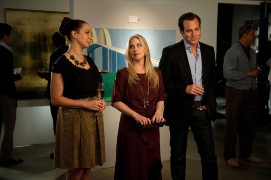 UP ALL NIGHT -- "Baby Fever" Episode 120 -- Pictured: (l-r) Maya Rudolph as Ava Alexander, Christina Applegate as Reagan Brinkley, Will Arnett as Chris Brinkley