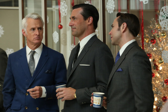 Roger Sterling (John Slattery), Don Draper (Jon Hamm) and Pete Campbell (Vincent Kartheiser) - Mad Men - Season 6, Episode 1 - Photo Credit: Michael Yarish/AMC Roger Sterling (John Slattery), Don Draper (Jon Hamm) and Pete Campbell (Vincent Kartheiser) - Mad Men - Season 6, Episode 1 - Photo Credit: Michael Yarish/AMC