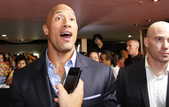 Dwayne Johnson (The Rock) arrives in a Humvee for the red carpet premiere of 'GI Joe: Retaliation,' which is an upcoming 2013 American science fiction action film directed by Jon M. Chu. The premiere was held at the Cinemas on George Street in Sydney, Australia.
