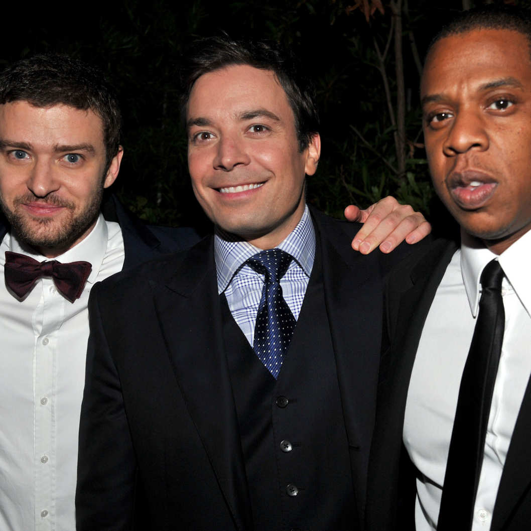 (L-R) Actor Justin Timberlake, TV Host Jimmy Fallon and rapper Jay-Z attend GQ's 2011 "Men of the Year" Party held at Chateau Marmont on November 17, 2011 in Los Angeles, California.
