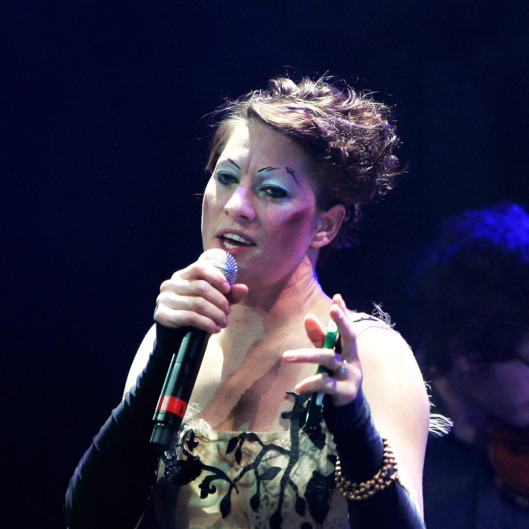 NEW YORK, NY - MAY 03: Singer Amanda Palmer performs with Jherek Bischoff during the 2012 Crossing Brooklyn Ferry Festival at the Brooklyn Academy of Music on May 3, 2012 in the Brooklyn borough of New York City. (Photo by Mike Lawrie/Getty Images)