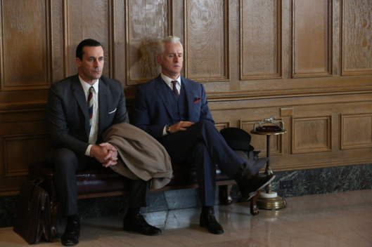Don Draper (Jon Hamm) and Roger Sterling (John Slattery) - Mad Men - Season 6, Episode 6 - Photo Credit: Michael Yarish/AMC