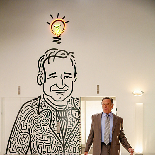 "Pilot" -- Academy Award winner Robin Williams returns to series television in THE CRAZY ONES, CBS????s new single camera workplace comedy about a larger-than-life advertising genius whose unorthodox methods and unpredictable behavior would get him fired????? if he weren????t the boss. In this photo, Williams, who portrays Simon Roberts, enters his workplace. THE CRAZY ONES will premiere this Fall, Thursdays (9:00-9:30 PM ET/PT) on the CBS Television Network. Photo: Cliff Lipson/CBS ??? 2013 CBS Broadcasting, Inc. All Rights Reserved.