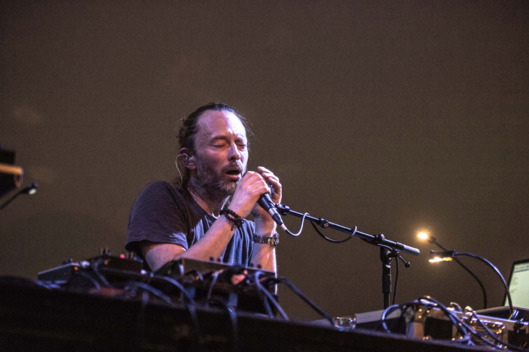 Thom Yorke of Atoms For Peace performs at La Gaite Lyrique on April 19, 2013 in Paris, France.