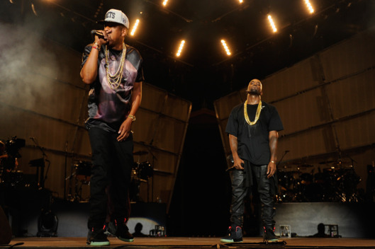 PHILADELPHIA, PA - SEPTEMBER 01: Jay-Z and Kanye West perform during the Budweiser Made In America Festival Benefiting The United Way - Day 1 at Benjamin Franklin Parkway on September 1, 2012 in Philadelphia, Pennsylvania. (Photo by Kevin Mazur/WireImage)