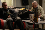 Jesse Pinkman (Aaron Paul) and Walter White (Bryan Cranston) - Breaking Bad_Season 5, Episode 9_"The Decision" - Photo Credit: Ursula Coyote/AMC Jesse Pinkman (Aaron Paul) and Walter White (Bryan Cranston) - Breaking Bad_Season 5, Episode 9_"The Decision" - Photo Credit: Ursula Coyote/AMC