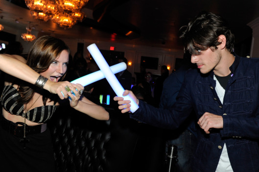 LAS VEGAS, NV - AUGUST 23: Actress Lindsey Haun (L) and actor RJ Mitte attend Mitte's 21st birthday celebration at Ghostbar at the Palms Casino Resort on August 23, 2013 in Las Vegas, Nevada. (Photo by David Becker/WireImage)