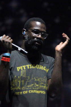 LOS ANGELES, CA - AUGUST 24: Musician Tunde Adebimpe of the band TV on the Radio performs onstage at the Carrie Stage during Day 1 of FYF Fest 2013 at Los Angeles State Historic Park on August 24, 2013 in Los Angeles, California. (Photo by Trixie Textor/Getty Images) LOS ANGELES, CA - AUGUST 24: Musician Tunde Adebimpe of the band TV on the Radio performs onstage at the Carrie Stage during Day 1 of FYF Fest 2013 at Los Angeles State Historic Park on August 24, 2013 in Los Angeles, California. (Photo by Trixie Textor/Getty Images)
