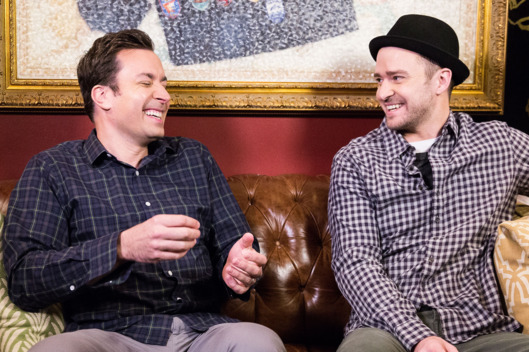 LATE NIGHT WITH JIMMY FALLON -- Episode 897 -- Pictured: (l-r) Jimmy Fallon, Justin Timberlake -- (Photo by: Lloyd Bishop/NBC)