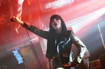 AUSTIN, TX - MARCH 15: Alexis Krauss of Sleigh Bells performs at the Myspace Secret Shows at 2013 SXSW Presented by Chevrolet at the Copper Tank Events Center on March 15, 2013 in Austin, Texas. (Photo by Jason Kempin/Getty Images for Myspace)