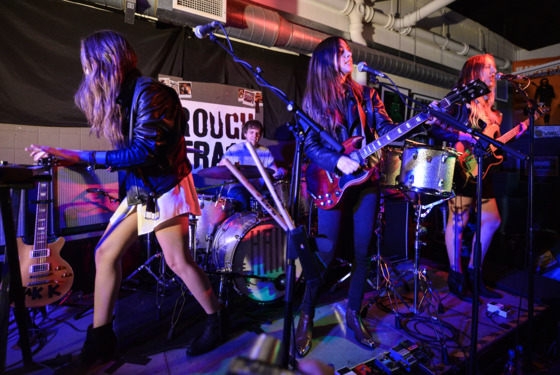 Alana Haim, Dash Hutton, Danielle Haim and Este Haim of the band Haim perform on stage at Rough Trade East on October 1, 2013 in London, England. (Photo by Andy Sheppard/Redferns via Getty Images) Alana Haim, Dash Hutton, Danielle Haim and Este Haim of the band Haim perform on stage at Rough Trade East on October 1, 2013 in London, England. (Photo by Andy Sheppard/Redferns via Getty Images)