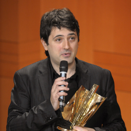 Music composer Bruno Mantovani speaks after winning the "Best Composer of the year" award during the 16th Victoires de la Musique Classique (France's best classical artists of the year) on February 8, 2009 in Metz, eastern France.