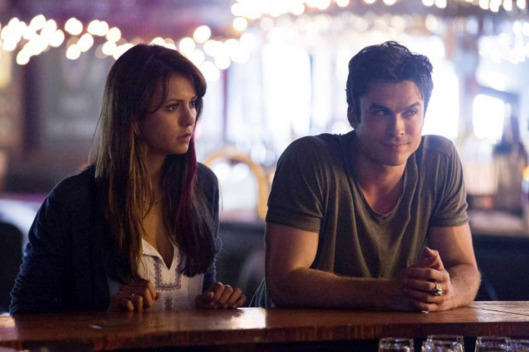 The Vampire Diaries -- ?€?Original Sin?€ -- Image Number: VD503a_0118.jpg ?€” Pictured (L-R): Nina Dobrev as Elena and Ian Somerhalder as Damon -- Photo: Bob Mahoney/The CW -- © 2013 The CW Network, LLC. All rights reserved