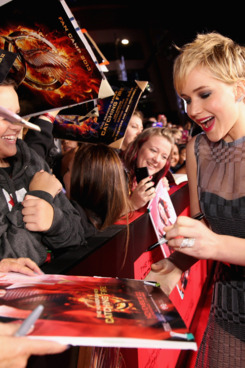 Actress Jennifer Lawrence attends premiere of Lionsgate's "The Hunger Games: Catching Fire" - Red Carpet at Nokia Theatre L.A. Live on November 18, 2013 in Los Angeles, California.