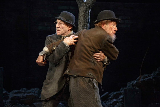 Waiting for Godot
Cort Theatre
Cast List:
Ian McKellen
Patrick Stewart
Billy Crudup
Shuler Hensley
Production Credits:
Sean Mathias (Direction)
Stephen Brimson Lewis (Set and Costume Design)
Peter Kaczorowski (Lighting Design)
Zachary Borovay (Projections)
Other Credits:
Written by: Samuel Beckett Waiting for Godot
Cort Theatre
Cast List:
Ian McKellen
Patrick Stewart
Billy Crudup
Shuler Hensley
Production Credits:
Sean Mathias (Direction)
Stephen Brimson Lewis (Set and Costume Design)
Peter Kaczorowski (Lighting Design)
Zachary Borovay (Projections)
Other Credits:
Written by: Samuel Beckett