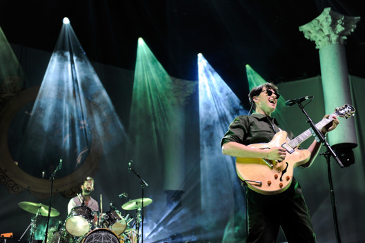 LONDON, ENGLAND - NOVEMBER 13: Chris Tomson (L) and Ezra Koenig of Vampire Weekend performs at 02 Arena on November 13, 2013 in London, England. (Photo by Matt Kent/WireImage)