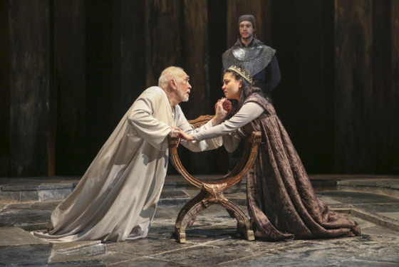 From left: Frank Langella & Isabella Laughland in KING LEAR By William ShakespeareChichester Festival TheatreDirected by Angus Jackson; Part of 2014 Winter/Spring Season; Dress rehearsal; Tuesday, January 7, 2014; 1:30 PM at the BAM Harvey Theater; Brooklyn Academy of Music, NYC; Photograph: © 2014 Richard Termine PHOTO CREDIT - Richard Termine From left: Frank Langella & Isabella Laughland in KING LEAR By William ShakespeareChichester Festival TheatreDirected by Angus Jackson; Part of 2014 Winter/Spring Season; Dress rehearsal; Tuesday, January 7, 2014; 1:30 PM at the BAM Harvey Theater; Brooklyn Academy of Music, NYC; Photograph: © 2014 Richard Termine PHOTO CREDIT - Richard Termine