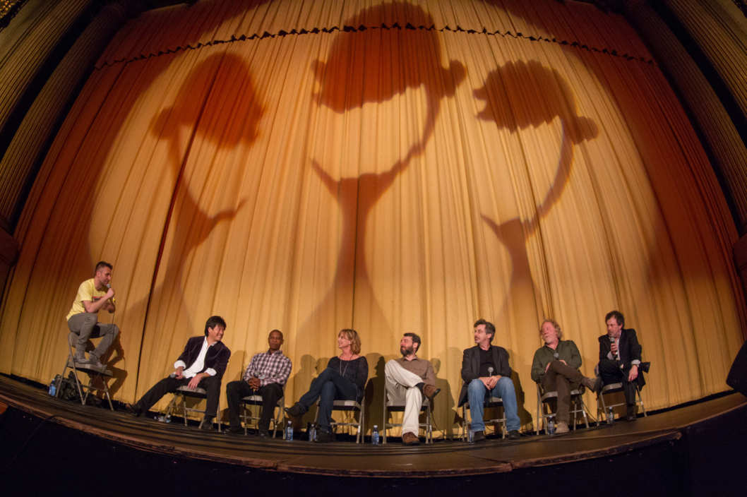 Brian Tochi, Larry Scott, Julia Montgomery, Andrew Cassese, Robert Carradine, Timothy Busfield and Curtis Armstrong are joined by Nerdist creator Chris Hardwick in celebration of the 30th anniversary of the "Revenge of the Nerds" film during the 13th annual SF Sketchfest at the Castro Theatre on Saturday February 8, 2014. This year's SF Sketchfest is held in 22 venues in San Francisco from January 23 - February 9, 2014. (?? 2014 Photo by Jakub Mosur)