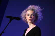 Singer/musician St. Vincent performs at the American Express UNSTAGED Fashion with DVF at Spring Studios on February 9, 2014 in New York City.