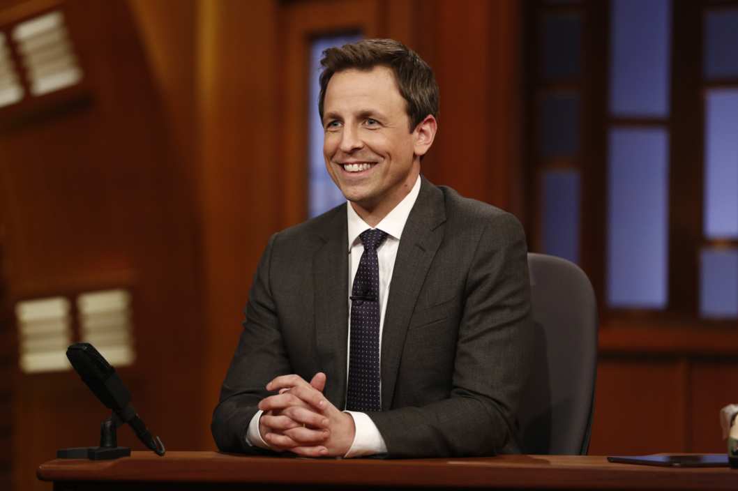 LATE NIGHT WITH SETH MEYERS -- Episode 0001 -- Pictured: Host Seth Meyers on February 24, 2014 -- (Photo by: Peter Kramer/NBC/NBCU Photo Bank)