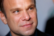 Actor Norbert Leo Butz speaks to the media during the "Big Fish" Broadway Opening Night After Party at Roseland Ballroom on October 6, 2013 in New York City.