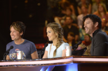 L-R: Keith Urban, Jennifer Lopez and Harry Connick, Jr. on AMERICAN IDOL XIII airing Wednesday, March 19.