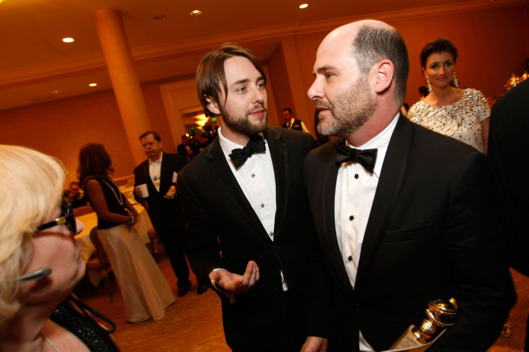 Actor Vincent Kartheiser (L) and Mad Men creator Matthew Weiner attend the 66th Golden Globe Awards held at the Beverly Hilton Hotel on January 11, 2009 in Beverly Hills, California.