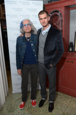 NEW YORK, NY - APRIL 27: Andrew Garfield (L) with Dr.Jane Aronson & WWO Host Salon Event In NYC on April 27, 2014 in New York City. (Photo by Michael Loccisano/Getty Images for Worldwide Orphans) NEW YORK, NY - APRIL 27: Andrew Garfield (L) with Dr.Jane Aronson & WWO Host Salon Event In NYC on April 27, 2014 in New York City. (Photo by Michael Loccisano/Getty Images for Worldwide Orphans)