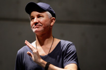 Baz Luhrmann addresses the media during a rehearsal of the Australian musical 'Strictly Ballroom The Musical' at Carriageworks on February 25, 2014 in Sydney, Australia.