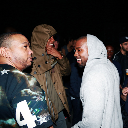 NEW YORK, NY - JUNE 10: (L-R) Timbaland, Jay Z and Kanye West attend the Kanye West album listening party at Milk Studios on June 10, 2013 in New York City. (Photo by Shareif Ziyadat/FilmMagic)