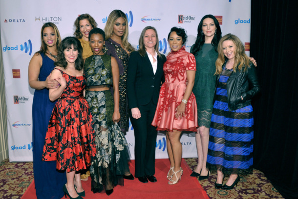 NEW YORK, NY - MAY 03: (L-R) Dascha Polanco, Yael Stone, Alysia Reiner, Samira Wiley, Laverne Cox, Selenis Leyva, Laura Prepon and Natasha Lyonne attend the 25th Annual GLAAD Media Awards on May 3, 2014 in New York City. (Photo by Stephen Lovekin/Getty Images for GLAAD) NEW YORK, NY - MAY 03: (L-R) Dascha Polanco, Yael Stone, Alysia Reiner, Samira Wiley, Laverne Cox, Selenis Leyva, Laura Prepon and Natasha Lyonne attend the 25th Annual GLAAD Media Awards on May 3, 2014 in New York City. (Photo by Stephen Lovekin/Getty Images for GLAAD)