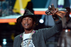 Musician Pharrell Williams accepts the iHeartRadio Innovator Award onstage during the 2014 iHeartRadio Music Awards held at The Shrine Auditorium on May 1, 2014 in Los Angeles, California. Musician Pharrell Williams accepts the iHeartRadio Innovator Award onstage during the 2014 iHeartRadio Music Awards held at The Shrine Auditorium on May 1, 2014 in Los Angeles, California.