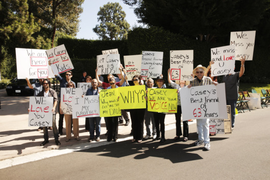 Friends and family of Casey Kasem at a protest involving Casey Kasem's children, brother and friends who want to see him but have been denied any contact, on Tuesday, Oct. 1, 2013 in Beverly Hills, Calif.