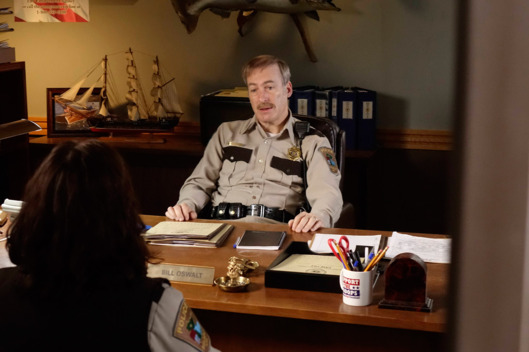 FARGO "Morton's Fork" -- Episode 110 -- Airs Tuesday, June 17, 10:00 pm e/p) -- Pictured: (L-R) Allison Tolman as Molly Solverson, Bob Odenkirk as Bill Oswalt -- CR: Chris Large/FX