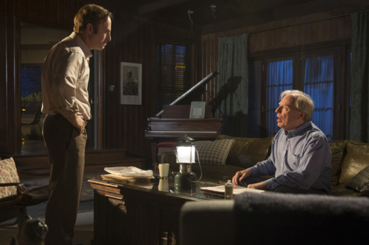 Bob Odenkirk as Saul Goodman, Michael McKean as Chuck - Better Call Saul _ Season 1, Episode 1 - Photo Credit: Ursula Coyote/AMC