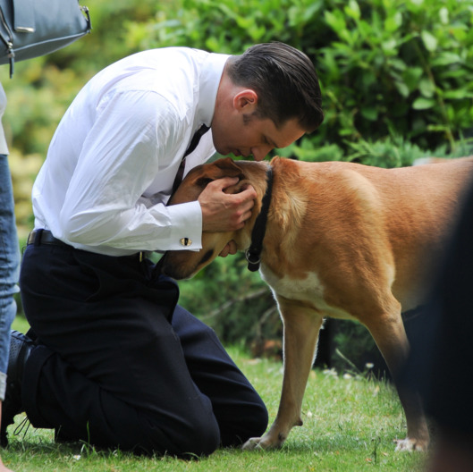 Tom Hardy and his pet labrador off set while filming 'Legend' in East London.
<P>
Pictured: Tom Hardy
<P><B>Ref: SPL802118 150714 </B><BR/>
Picture by: KP Pictures / Splash News<BR/>
</P><P>
<B>Splash News and Pictures</B><BR/>
Los Angeles: 310-821-2666<BR/>
New York: 212-619-2666<BR/>
London: 870-934-2666<BR/>
photodesk@splashnews.com<BR/>
</P>