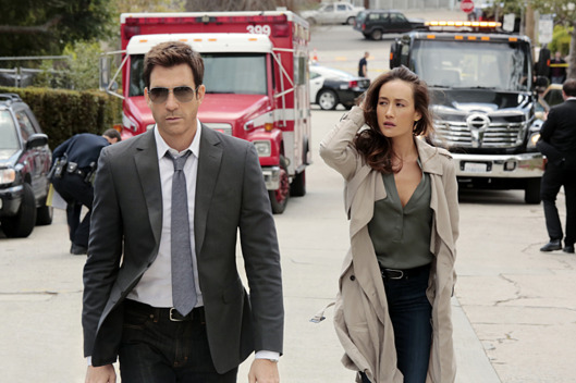"Pilot" -- STALKER stars Maggie Q and Golden Globe Award winner Dylan McDermott in a psychological thriller about detectives who investigate stalking incidents -- including voyeurism, cyber harassment and romantic fixation -- for the Threat Assessment Unit of the LAPD. Det. Jack Larsen (McDermott) and Lt. Beth Davis (Maggie Q) assess the threat level of victims and respond before the stalking and intimidation spirals out of control, all while trying to keep their personal obsessions at bay. STALKER premieres Wednesday, Oct. 1 (10:00 PM -- 11:00 PM ET/PT) on the CBS Television Network. Pictured: Dylan McDermott and Maggie Q Photo: Richard Cartwright/CBS ???2014 CBS Broadcasting, Inc. All Rights Reserved