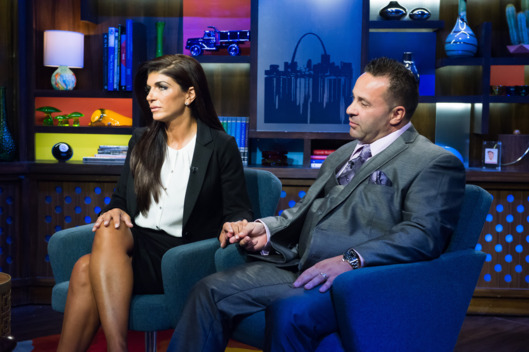 WATCH WHAT HAPPENS LIVE -- Episode 11159 -- Pictured: (l-r) Teresa Giudice, Joe Giudice -- (Photo by: Charles Sykes/Bravo/NBCU Photo Bank)