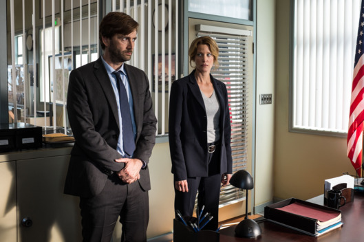 GRACEPOINT: Detectives Emmett Carver (David Tennant, L) and Ellie Miller (Anna Gunn, R) race against the clock to find out who killed Danny Solano in "Episode Nine" of GRACEPOINT airing Thursday, Dec. 4 (9:00-10:00 PM ET/PT) on FOX. ?2014 Fox Broadcasting Co. Cr: Ed Araquel/FOX