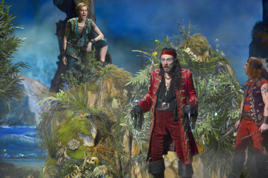 PETER PAN LIVE! -- Dress Rehearsal -- Pictured: (l-r) Allison Williams as Peter Pan, Christopher Walken as Captain Hook -- (Photo by: Virginia Sherwood/NBC)