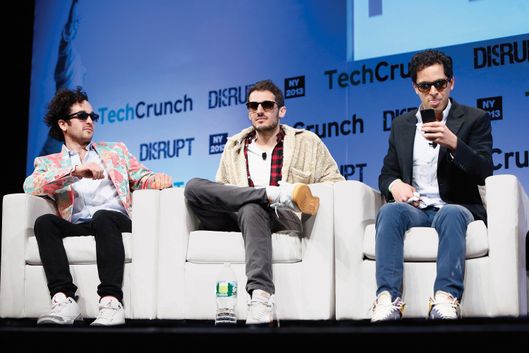  (L-R): Tom Lehman, Ilan Zechory and Mahbod Moghadam of Rap Genius  speak onstage at TechCrunch Disrupt NY 2013 at The Manhattan Center on May 1, 2013 in New York City. 