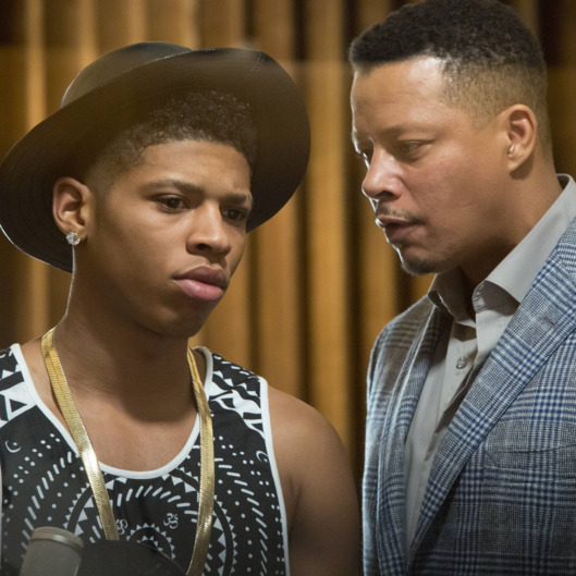 EMPIRE: Lucious (Terrence Howard, R) talks to Hakeem (Bryshere Gray, L) in the "False Imposition" episode of EMPIRE airing Wednesday, Jan. 28 (9:00-10:00 PM ET/PT) on FOX. ?2014 Fox Broadcasting Co. CR: Chuck Hodes/FOX